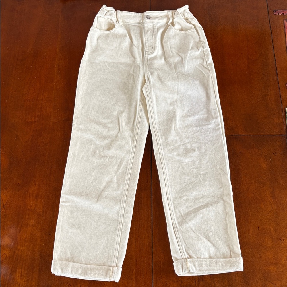 Women's‎ Lancy Straight Leg Cuffed Jeans - Cream. Sz 26